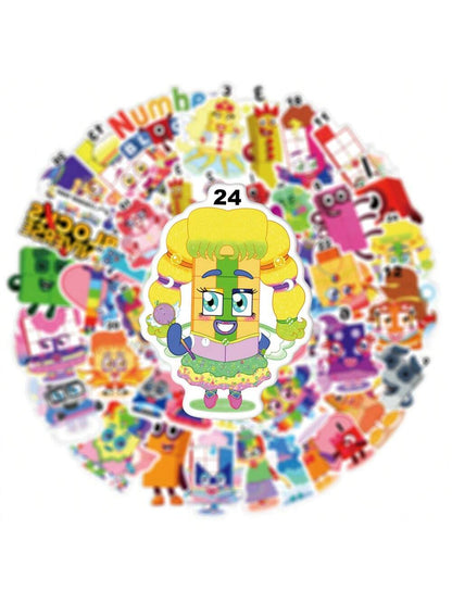 50PCS Cartoon Digital Education Stickers Graffiti Helmets Car Guitar DIY Wall Stickers Toy Decoration