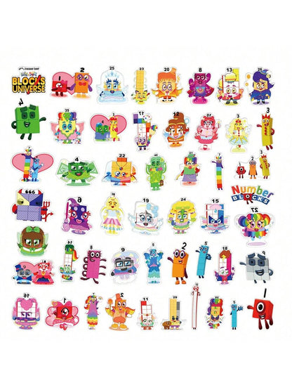 50PCS Cartoon Digital Education Stickers Graffiti Helmets Car Guitar DIY Wall Stickers Toy Decoration