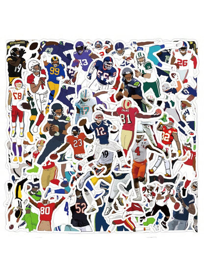 50PCS Football NFL Player Stickers Creative iPad Mobile Phone Helmet Car  Guitar DIY Wall Sticker Toy Decoration