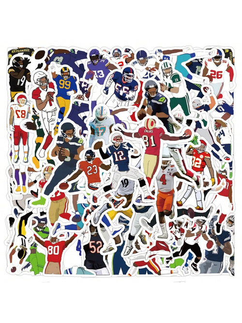 50PCS Football NFL Player Stickers Creative iPad Mobile Phone Helmet Car  Guitar DIY Wall Sticker Toy Decoration