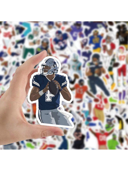50PCS Football NFL Player Stickers Creative iPad Mobile Phone Helmet Car  Guitar DIY Wall Sticker Toy Decoration