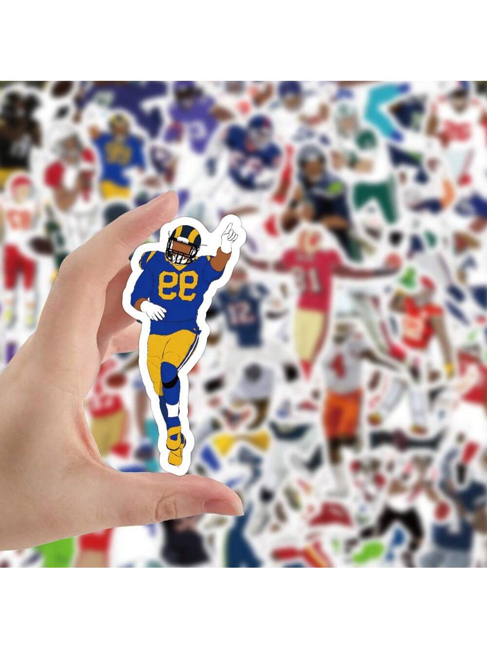 50PCS Football NFL Player Stickers Creative iPad Mobile Phone Helmet Car  Guitar DIY Wall Sticker Toy Decoration