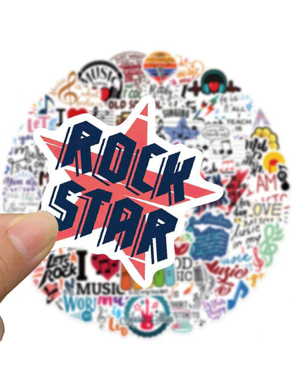 50PCS Cartoon I LOVE MUSIC Sticker Graffiti iPad Luggage Helmet Skateboard Guitar DIY Wall Sticker Decoration