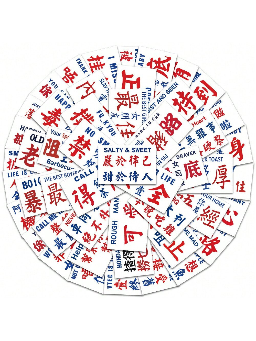 50PCS Funny Cantonese Text Graffiti Stickers Personalized Fashion Creative DIY Exquisite Decorative Stickers Notebook IPad Guitar Refrigerator Skateboard Helmet Popular Decals Toys