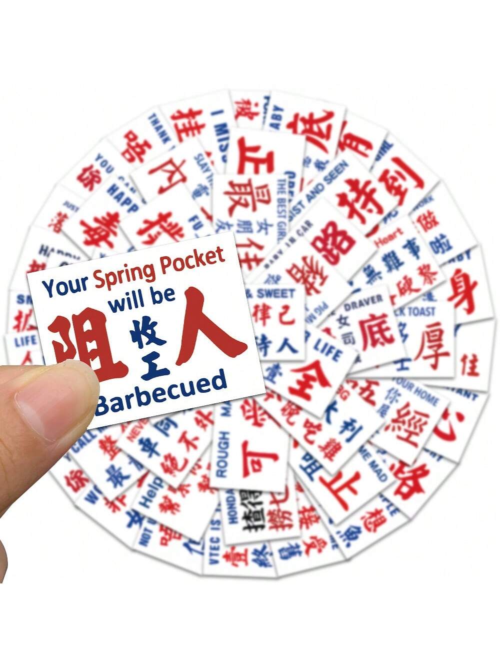 50PCS Funny Cantonese Text Graffiti Stickers Personalized Fashion Creative DIY Exquisite Decorative Stickers Notebook IPad Guitar Refrigerator Skateboard Helmet Popular Decals Toys