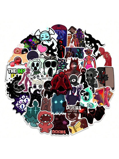 50PCS Door Fright Escape Game Cartoon Graffiti Stickers Personalized Fashion Creative Trend Beautifully Decorated DIY Stickers Skateboard Helmet Luggage Popular Decals Toys
