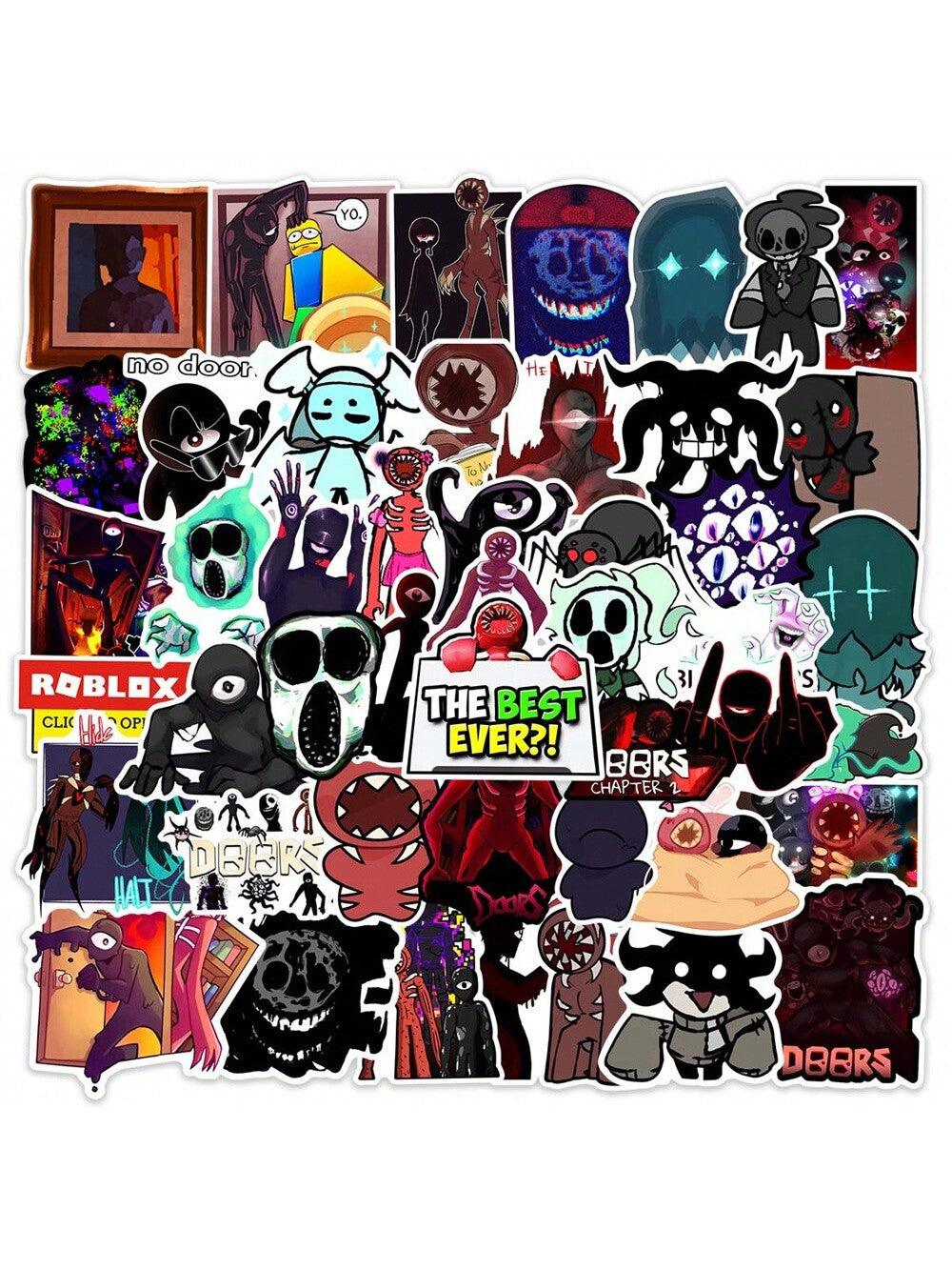 50PCS Door Fright Escape Game Cartoon Graffiti Stickers Personalized Fashion Creative Trend Beautifully Decorated DIY Stickers Skateboard Helmet Luggage Popular Decals Toys
