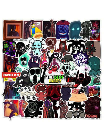 50PCS Door Fright Escape Game Cartoon Graffiti Stickers Personalized Fashion Creative Trend Beautifully Decorated DIY Stickers Skateboard Helmet Luggage Popular Decals Toys
