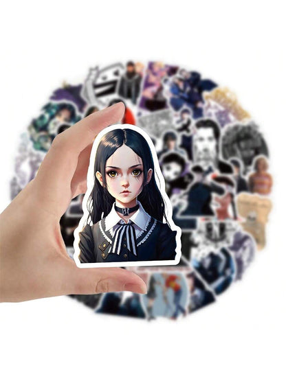 50PCS American Drama Wednesday Graffiti Stickers Personalized Fashion Creative Trend DIY Decorative Decals Skateboard Luggage Skateboarding Water Cups Helmets Popular Fine Stickers Toys