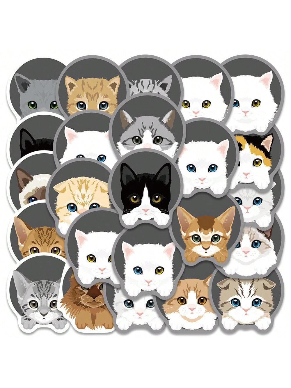 24PCS Cartoon Cute Kitten Graffiti Stickers Personalised Fashion DIY Creative Fine Decorative Stickers Laptop Skateboards Water Cups Helmets Popular Decals Toys