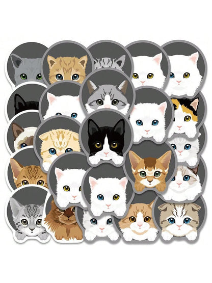 24PCS Cartoon Cute Kitten Graffiti Stickers Personalised Fashion DIY Creative Fine Decorative Stickers Laptop Skateboards Water Cups Helmets Popular Decals Toys