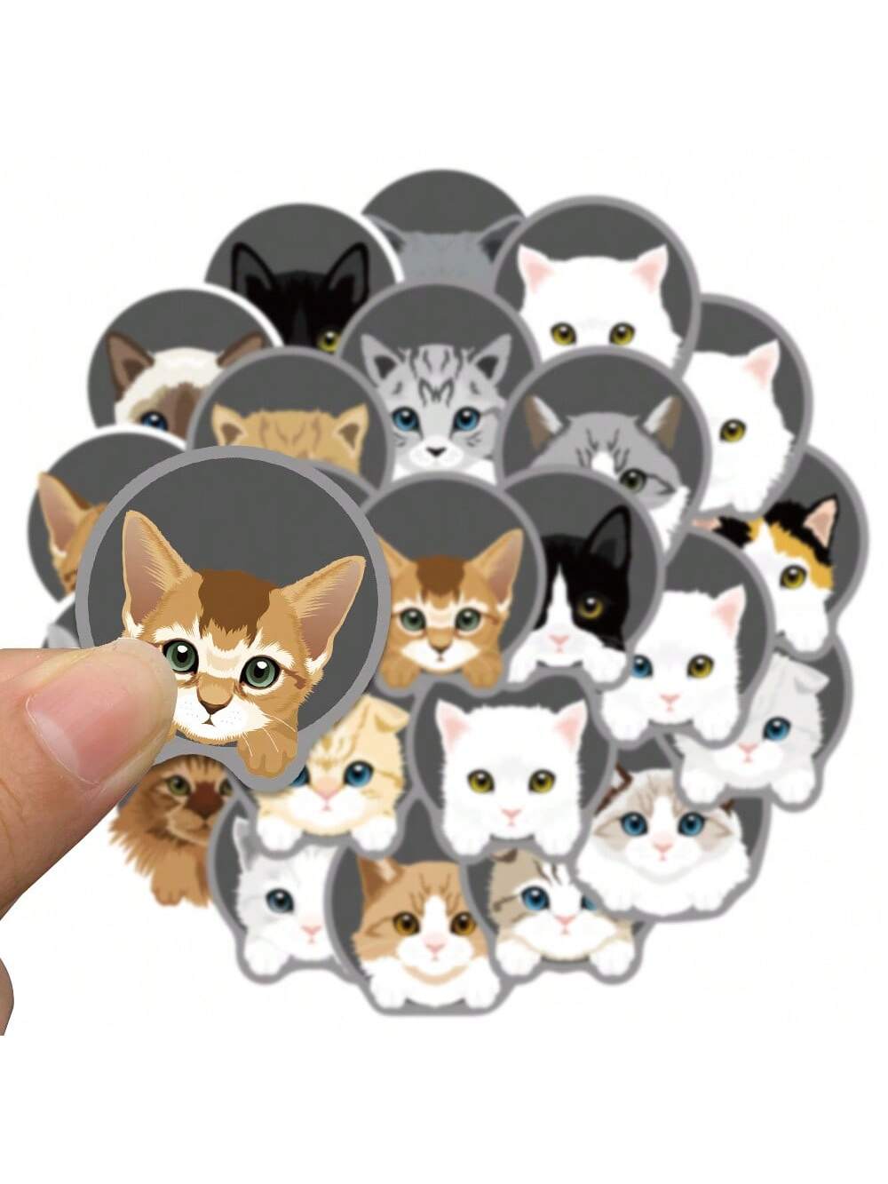 24PCS Cartoon Cute Kitten Graffiti Stickers Personalised Fashion DIY Creative Fine Decorative Stickers Laptop Skateboards Water Cups Helmets Popular Decals Toys