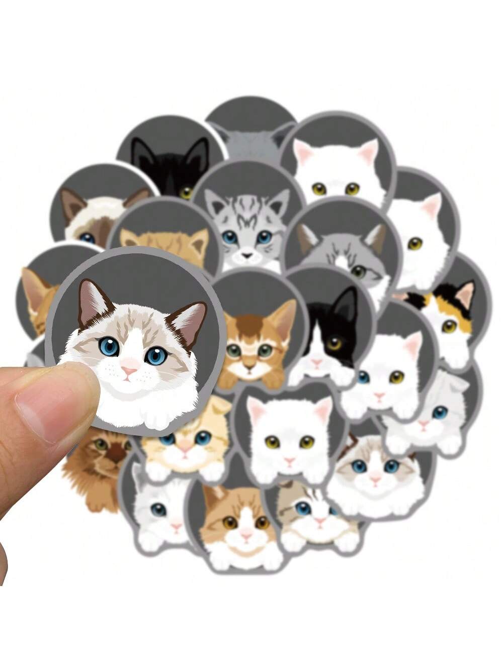 24PCS Cartoon Cute Kitten Graffiti Stickers Personalised Fashion DIY Creative Fine Decorative Stickers Laptop Skateboards Water Cups Helmets Popular Decals Toys