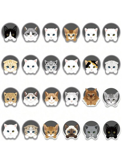 24PCS Cartoon Cute Kitten Graffiti Stickers Personalised Fashion DIY Creative Fine Decorative Stickers Laptop Skateboards Water Cups Helmets Popular Decals Toys