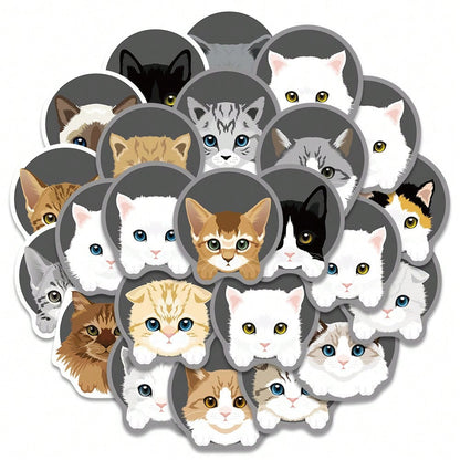 24PCS Cartoon Cute Kitten Graffiti Stickers Personalised Fashion DIY Creative Fine Decorative Stickers Laptop Skateboards Water Cups Helmets Popular Decals Toys