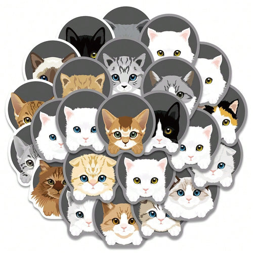 24PCS Cartoon Cute Kitten Graffiti Stickers Personalised Fashion DIY Creative Fine Decorative Stickers Laptop Skateboards Water Cups Helmets Popular Decals Toys