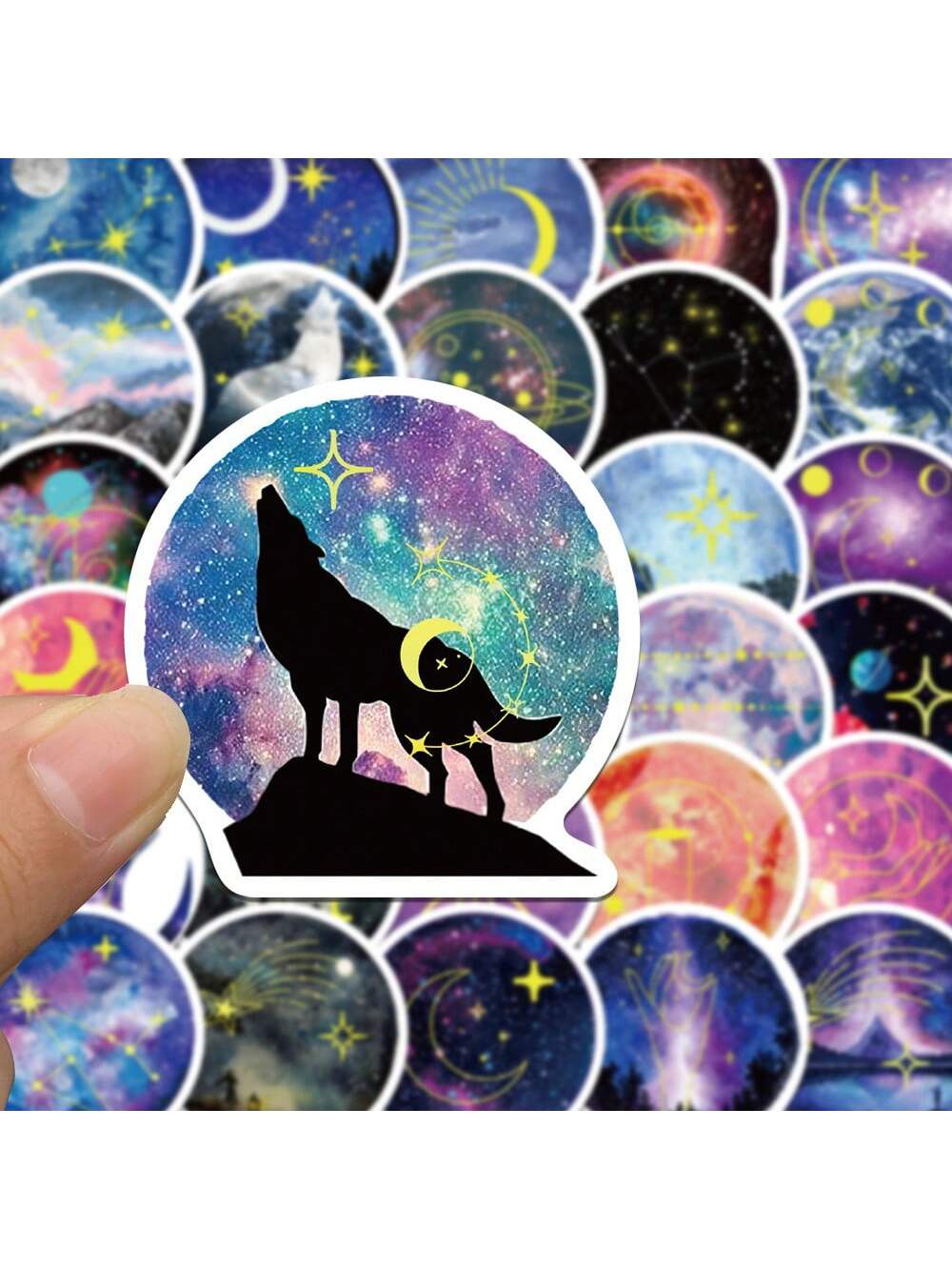 50PCS Starry Moonlight Cartoon Graffiti Stickers Personalised Fashion Creative DIY Exquisite Decorative Decals Toys Laptop IPad Helmet Guitar Skateboard Refrigerator Popular Stickers