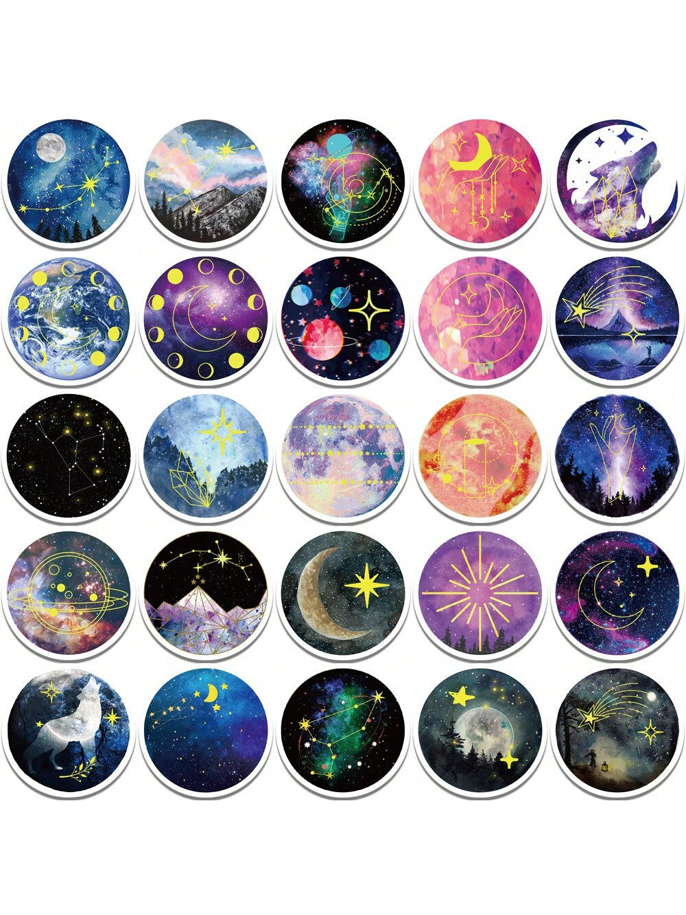 50PCS Starry Moonlight Cartoon Graffiti Stickers Personalised Fashion Creative DIY Exquisite Decorative Decals Toys Laptop IPad Helmet Guitar Skateboard Refrigerator Popular Stickers