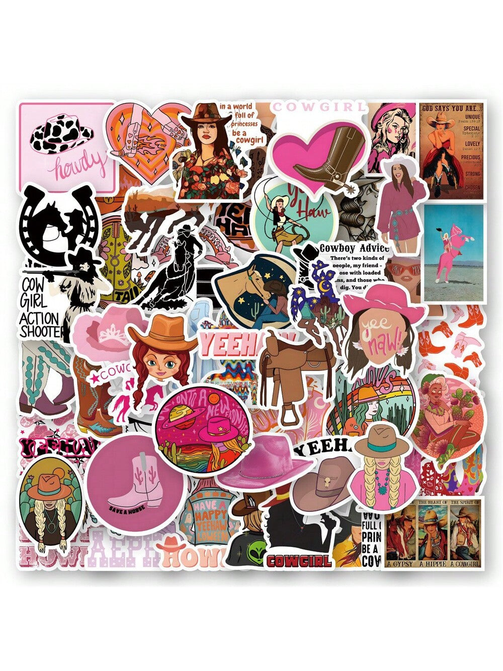 50PCS Cartoon Handsome Cowboy Girl Doodle Stickers Personalised Fashion DIY Creative Decoration Toys Decals Laptop Gift IPad Guitar Helmet Popular Stickers