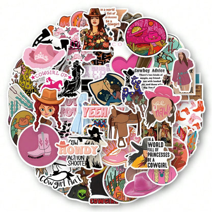 50PCS Cartoon Handsome Cowboy Girl Doodle Stickers Personalised Fashion DIY Creative Decoration Toys Decals Laptop Gift IPad Guitar Helmet Popular Stickers