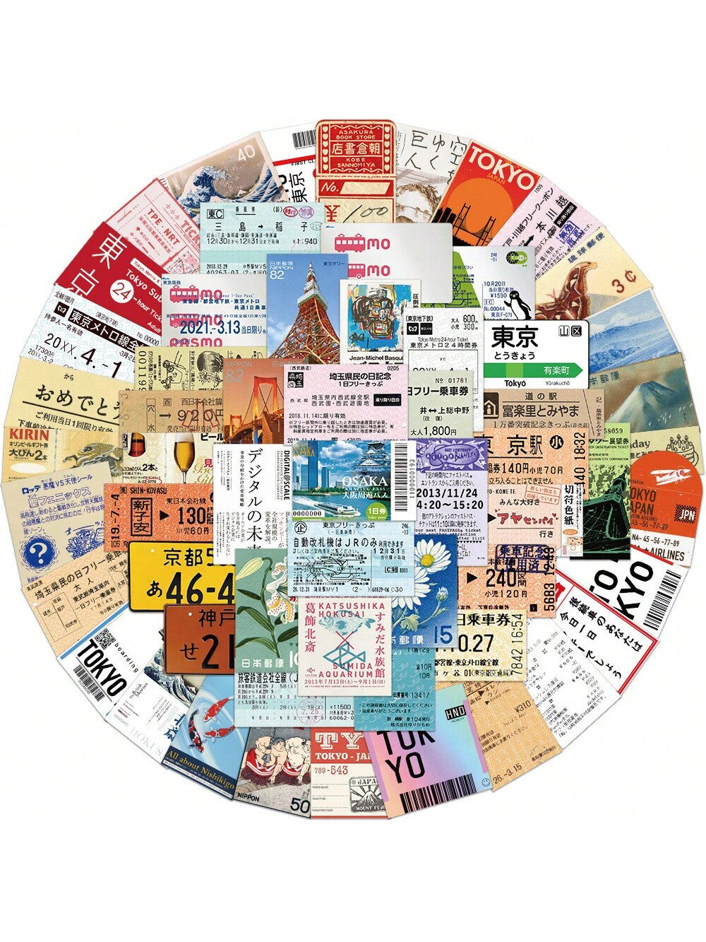 60PCS Cartoon Tokyo Travel Stamps Graffiti Stickers Personalised Fashion Creative DIY Trend Decoration Exquisite Decals Toys Fridge Skateboards Water Cups Helmets Popular Stickers