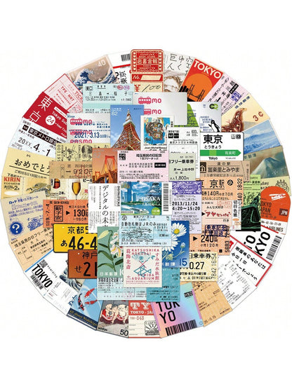 60PCS Cartoon Tokyo Travel Stamps Graffiti Stickers Personalised Fashion Creative DIY Trend Decoration Exquisite Decals Toys Fridge Skateboards Water Cups Helmets Popular Stickers