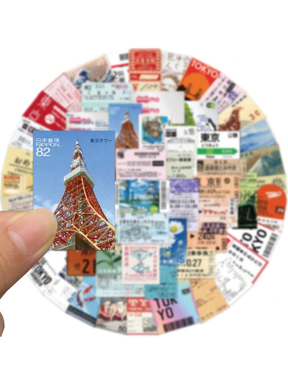 60PCS Cartoon Tokyo Travel Stamps Graffiti Stickers Personalised Fashion Creative DIY Trend Decoration Exquisite Decals Toys Fridge Skateboards Water Cups Helmets Popular Stickers