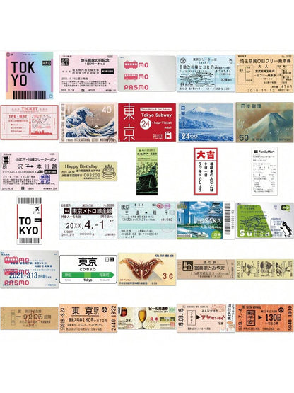 60PCS Cartoon Tokyo Travel Stamps Graffiti Stickers Personalised Fashion Creative DIY Trend Decoration Exquisite Decals Toys Fridge Skateboards Water Cups Helmets Popular Stickers