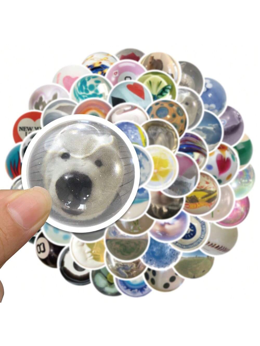 60PCS Glass Beads Small Fresh Graffiti Stickers Personalised Fashion Creative DIY Fine Decorative Decals Toys Laptop Helmets Guitar Skateboards Water Cups Popular Stickers Gifts