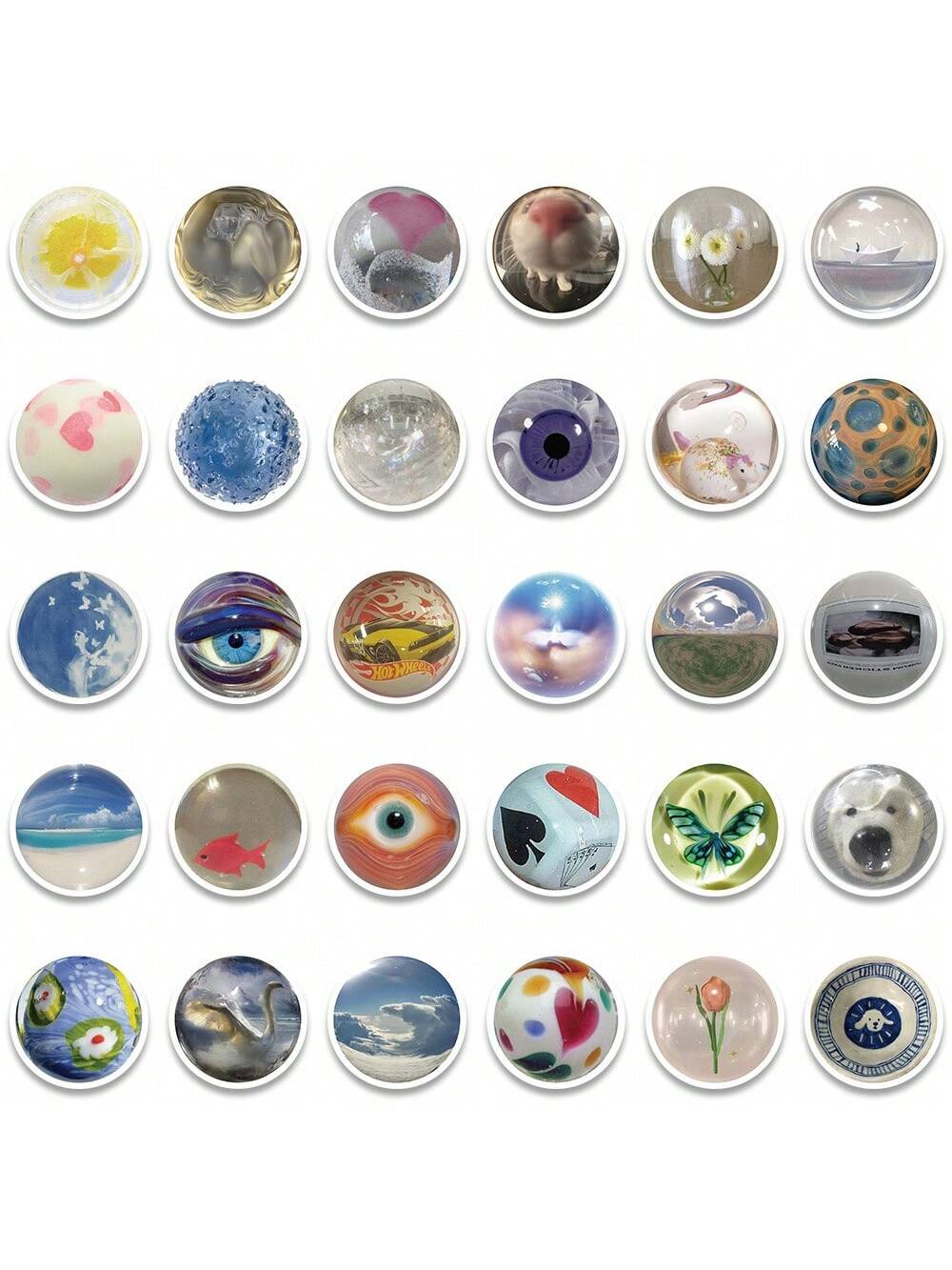 60PCS Glass Beads Small Fresh Graffiti Stickers Personalised Fashion Creative DIY Fine Decorative Decals Toys Laptop Helmets Guitar Skateboards Water Cups Popular Stickers Gifts