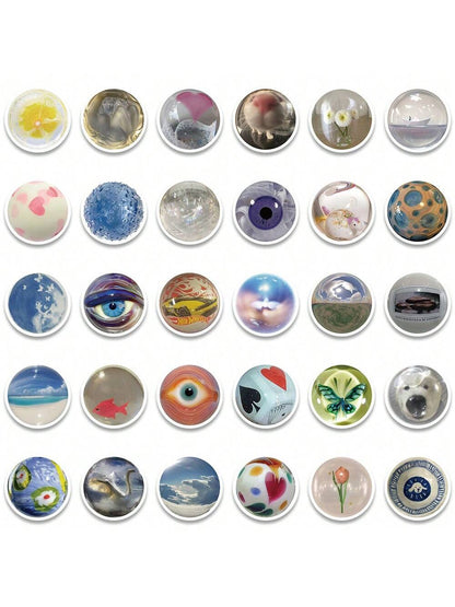 60PCS Glass Beads Small Fresh Graffiti Stickers Personalised Fashion Creative DIY Fine Decorative Decals Toys Laptop Helmets Guitar Skateboards Water Cups Popular Stickers Gifts