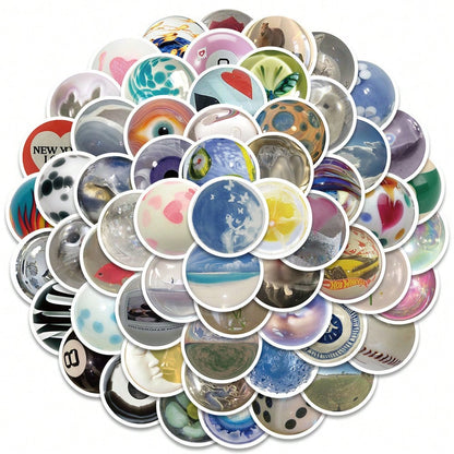 60PCS Glass Beads Small Fresh Graffiti Stickers Personalised Fashion Creative DIY Fine Decorative Decals Toys Laptop Helmets Guitar Skateboards Water Cups Popular Stickers Gifts