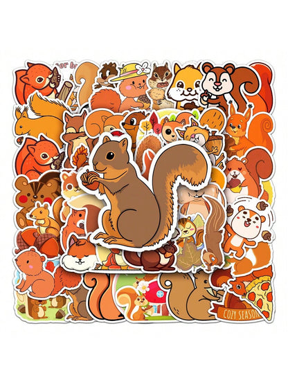 50PCS Cartoon Cute Squirrel Animal Graffiti Stickers Personalised Fashion Creative DIY Fine Decorative Stickers Refrigerator Water Cup Guitar Helmet Skateboard Popular Decals Toys Gifts