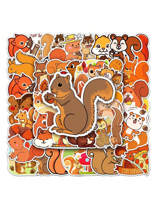 50PCS Cartoon Cute Squirrel Animal Graffiti Stickers Personalised Fashion Creative DIY Fine Decorative Stickers Refrigerator Water Cup Guitar Helmet Skateboard Popular Decals Toys Gifts