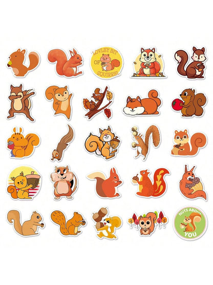 50PCS Cartoon Cute Squirrel Animal Graffiti Stickers Personalised Fashion Creative DIY Fine Decorative Stickers Refrigerator Water Cup Guitar Helmet Skateboard Popular Decals Toys Gifts