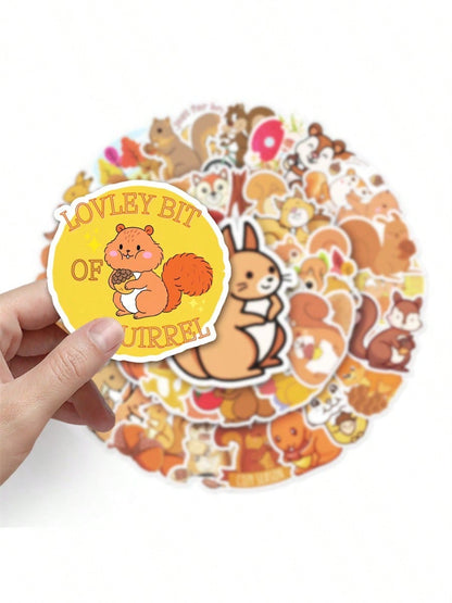 50PCS Cartoon Cute Squirrel Animal Graffiti Stickers Personalised Fashion Creative DIY Fine Decorative Stickers Refrigerator Water Cup Guitar Helmet Skateboard Popular Decals Toys Gifts