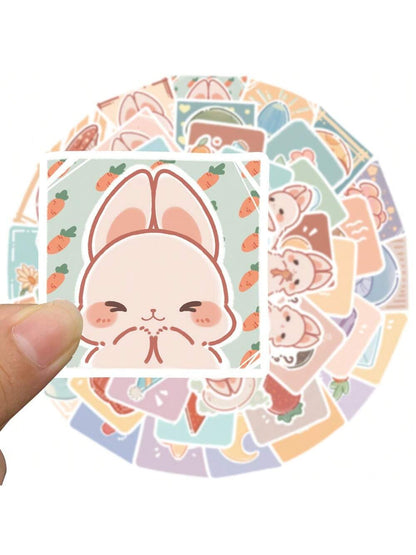 50PCS Cartoon Cute Mushroom Rabbit Animal Graffiti Stickers Personalised Fashion DIY Creative Exquisite Decals Toys Bike Skateboard Car Helmet Laptop Guitar Popular Gift Stickers