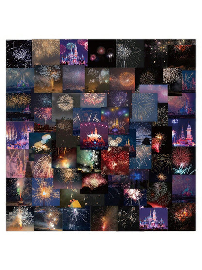 50PCS Romantic Exquisite Fireworks Graffiti Stickers Personality Fashion Creative Trend DIY Decorative Decals Toys for Luggage Laptop IPad Skateboard Diary Mobile Phone Stickers Gift