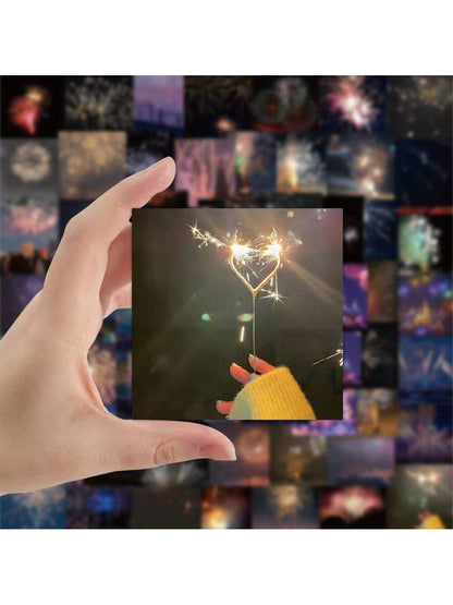50PCS Romantic Exquisite Fireworks Graffiti Stickers Personality Fashion Creative Trend DIY Decorative Decals Toys for Luggage Laptop IPad Skateboard Diary Mobile Phone Stickers Gift