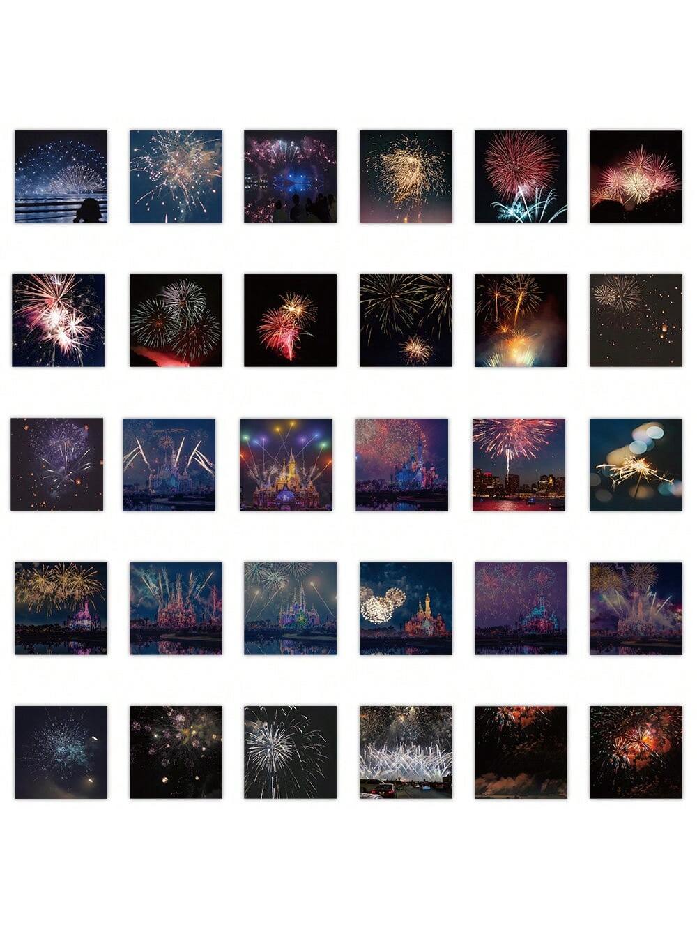 50PCS Romantic Exquisite Fireworks Graffiti Stickers Personality Fashion Creative Trend DIY Decorative Decals Toys for Luggage Laptop IPad Skateboard Diary Mobile Phone Stickers Gift