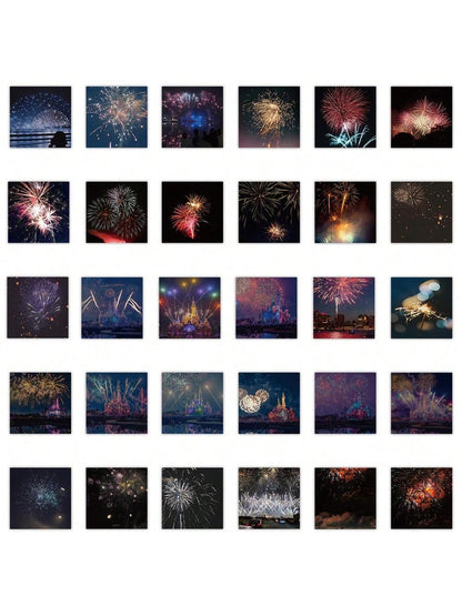 50PCS Romantic Exquisite Fireworks Graffiti Stickers Personality Fashion Creative Trend DIY Decorative Decals Toys for Luggage Laptop IPad Skateboard Diary Mobile Phone Stickers Gift