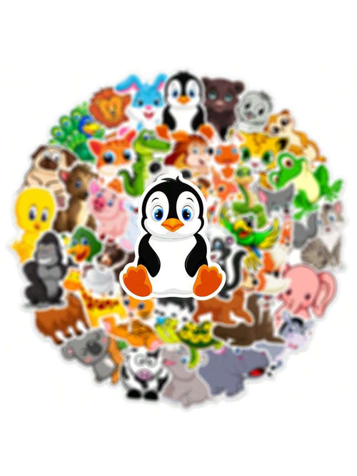 50PCS Cartoon Cute Animal Series Graffiti Stickers Personalised Fashion Creative Trend DIY Fine Decorative Stickers Laptop IPad Guitar Fridge Skateboard Popular Decals Toys Gift