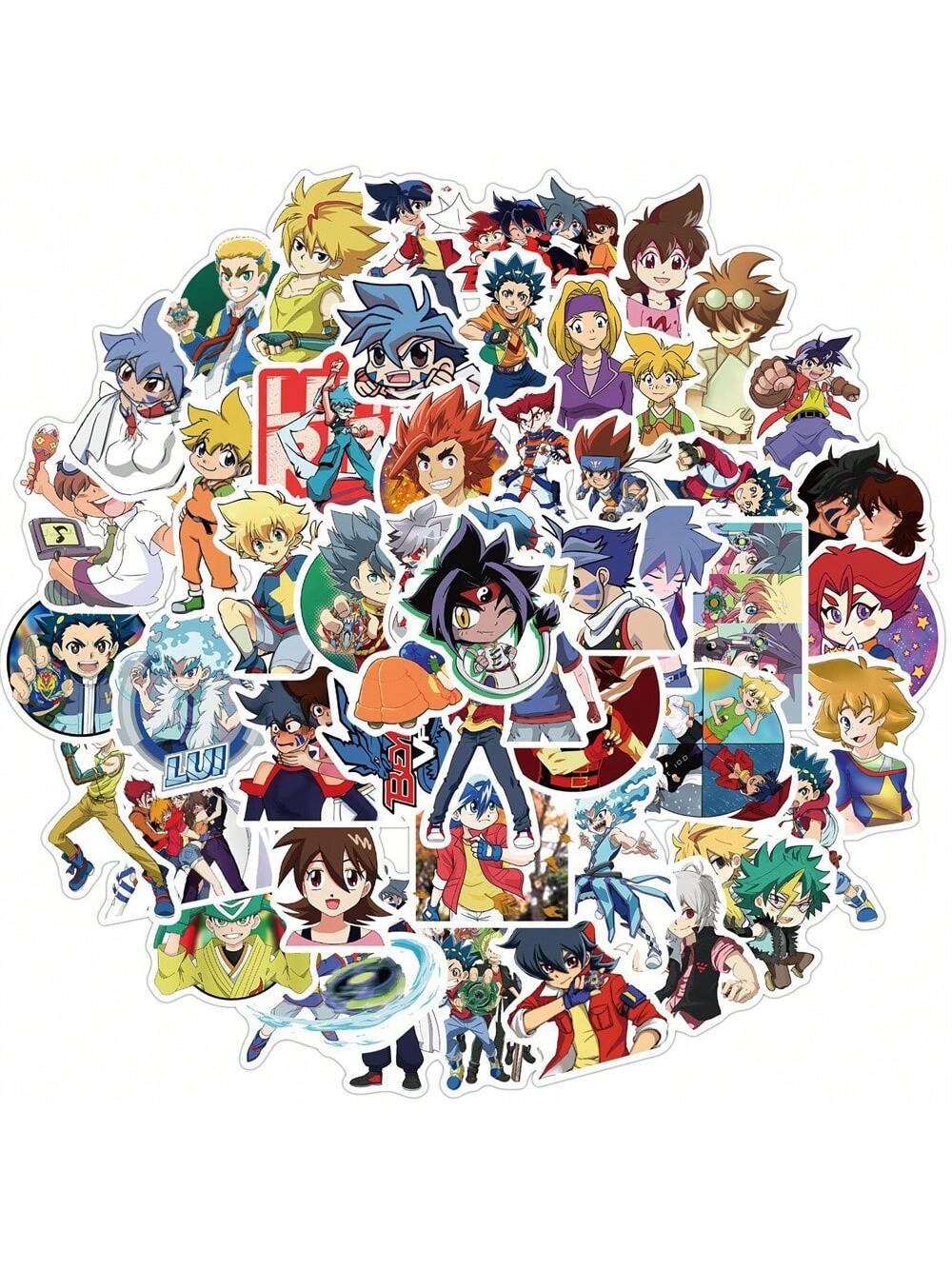 50PCS Anime Battle Gyro Cartoon Graffiti Stickers Personalized Fashion Creative DIY Exquisite Decorative Decals Toys Luggage Notebook Helmet Skateboard Water Cup Popular Stickers