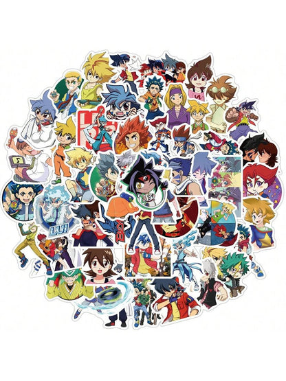 50PCS Anime Battle Gyro Cartoon Graffiti Stickers Personalized Fashion Creative DIY Exquisite Decorative Decals Toys Luggage Notebook Helmet Skateboard Water Cup Popular Stickers