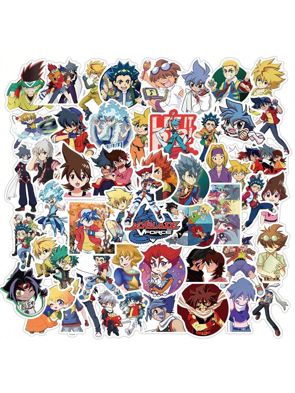 50PCS Anime Battle Gyro Cartoon Graffiti Stickers Personalized Fashion Creative DIY Exquisite Decorative Decals Toys Luggage Notebook Helmet Skateboard Water Cup Popular Stickers