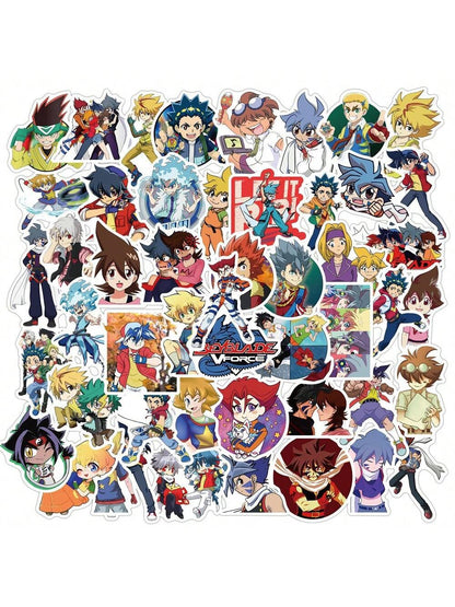 50PCS Anime Battle Gyro Cartoon Graffiti Stickers Personalized Fashion Creative DIY Exquisite Decorative Decals Toys Luggage Notebook Helmet Skateboard Water Cup Popular Stickers