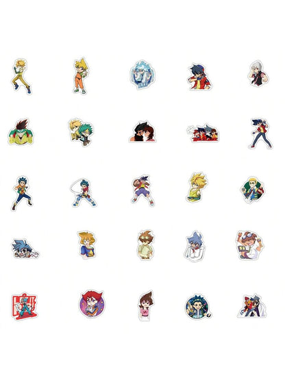 50PCS Anime Battle Gyro Cartoon Graffiti Stickers Personalized Fashion Creative DIY Exquisite Decorative Decals Toys Luggage Notebook Helmet Skateboard Water Cup Popular Stickers