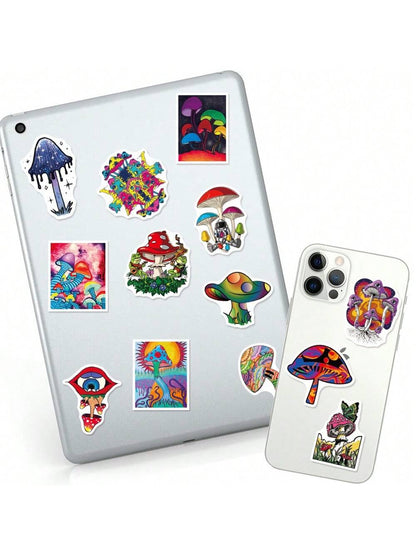 50PCS Cartoon Fantasy Mushroom Series Graffiti Stickers Personalized Fashion Creative DIY Exquisite Decorative Decals For Cups Helmets Skateboards Popular Stickers Toys