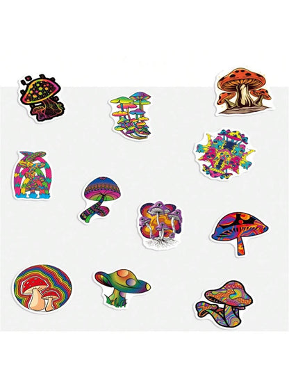 50PCS Cartoon Fantasy Mushroom Series Graffiti Stickers Personalized Fashion Creative DIY Exquisite Decorative Decals For Cups Helmets Skateboards Popular Stickers Toys