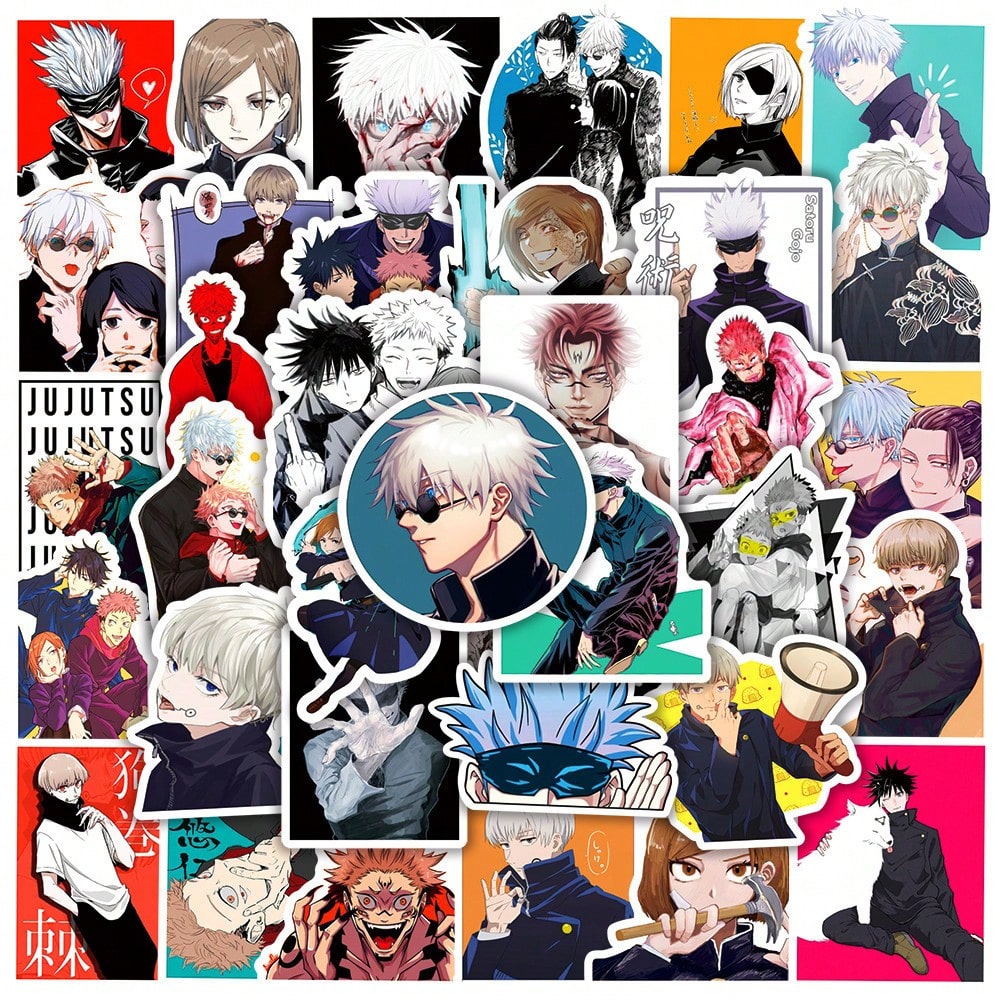 50PCS Anime Jujitsu Kaisen Cartoon Graffiti Stickers Personalized Fashion Creative Trend DIY Exquisite Decorative Decals for Water Cups Helmets Skateboards Popular Stickers Toys